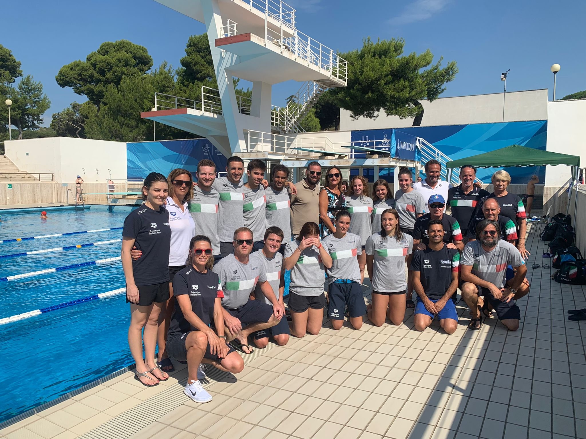 Europei di Nuoto Roma ’22, la nazionale di tuffi si allena alla Mostra d’Oltremare. Stamane la visito dell’assessore allo sport del comune di Napoli