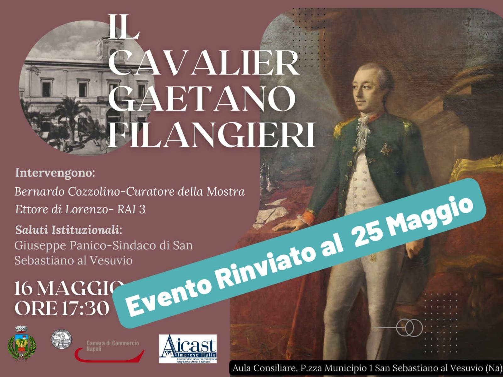 San Sebastiano al Vesuvio.  Oggi si terrà il convegno “Il Cavalier Gaetano Filangieri”